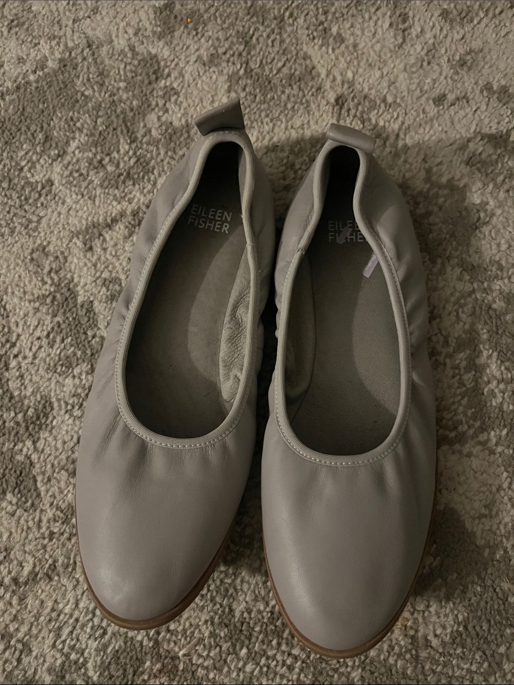 Eileen Fisher Girls' Light Grey Leather Ballet Flats